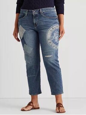 LAUREN RALPH LAUREN Patchwork Straight-Leg Jeans